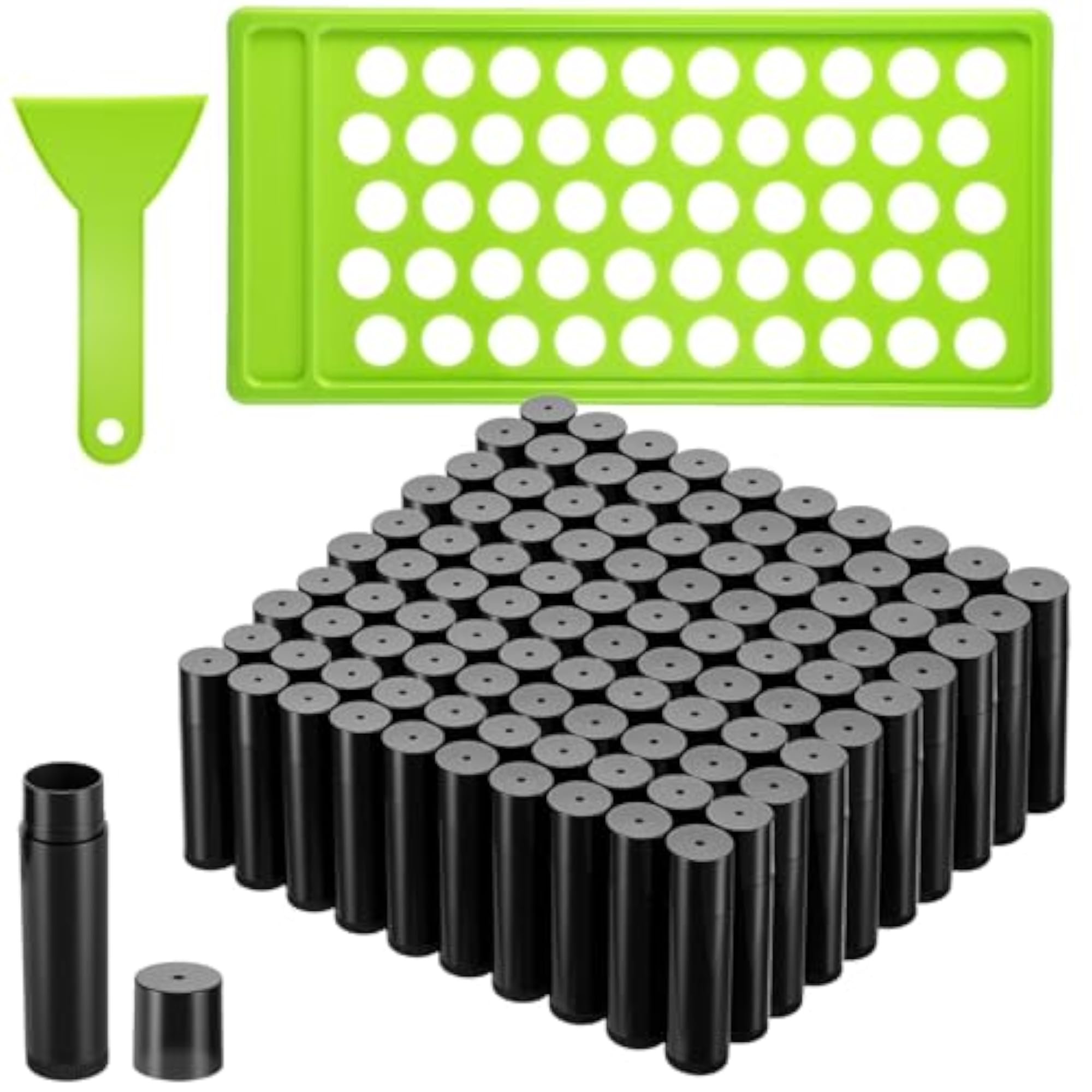 100 Pack 5ml Black and Green Lip Balm Containers